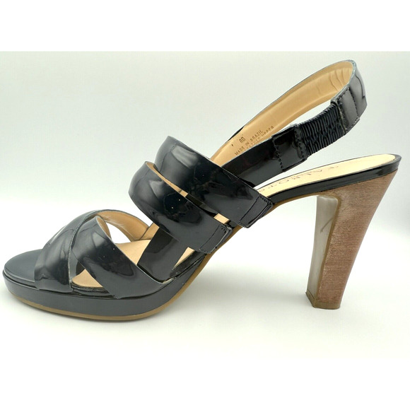 Talbots Heels In Nantucket Patten Leather Strappy Navy Size 8 Pre-owned - Picture 4 of 9